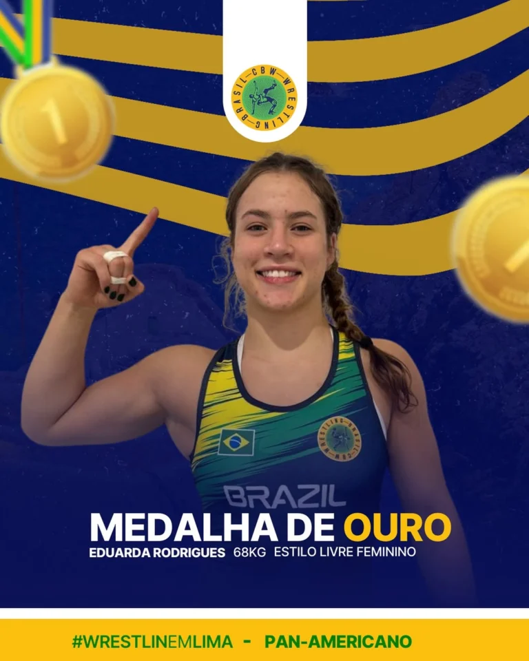 Eduarda Rodrigues posa para foto em arte da CBW