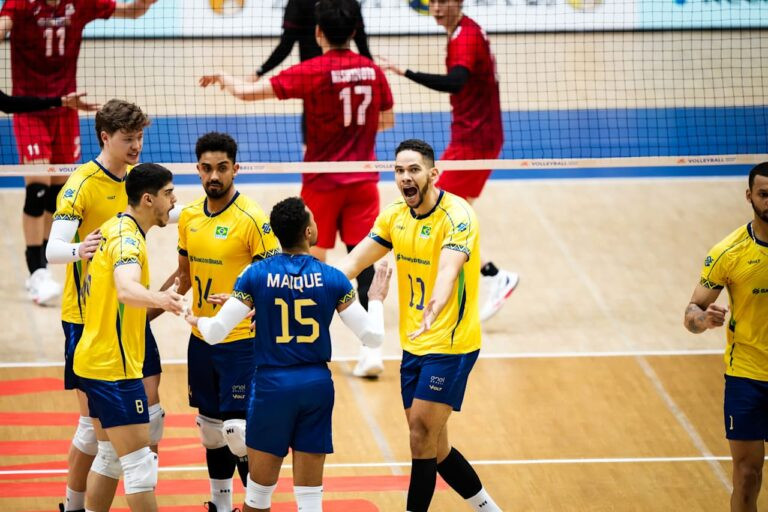 Equipe Brasileira comemora ponto contra o Japão