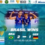 Arte com o placar e foto da dupla brasileira