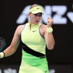 Mirra Andreeva em ação no Australian Open 2026