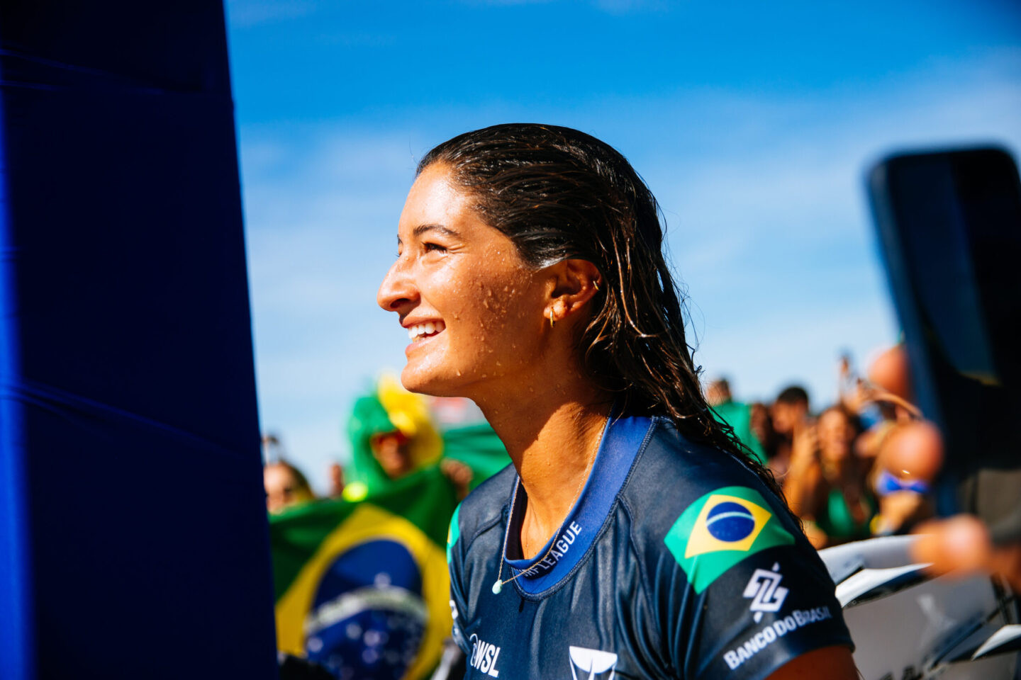 SAQUAREMA, RIO DE JANEIRO, BRAZIL - JUNE 29: Luana Silva of Brazil after surfing in Heat 1 of the Semifinals at the VIVO Rio Pro on June 29, 2025 at Saquarema, Rio De Janeiro, Brazil. (Photo by Camila Othon/World Surf League)