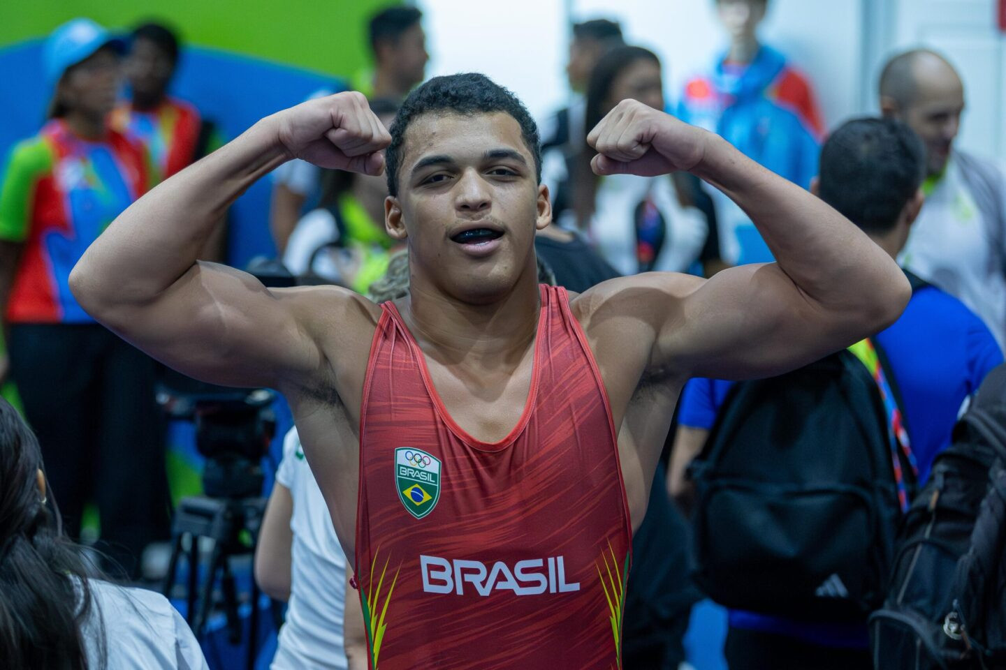 PANAMA2026_WRES_LB_2026_04_13-9151 2026.04.13 - JOGOS SUL-AMERICANOS DA JUVENTUDE PANAMÁ 2026 - ALLAN DE SOUSA, até 92KG, atleta de wrestling, durante disputa da medalha de ouro no Centro de Alto (CAR), nesta segunda feira, 13, na Cidade do Panamá. Foto: Leo Barrilari/COB.