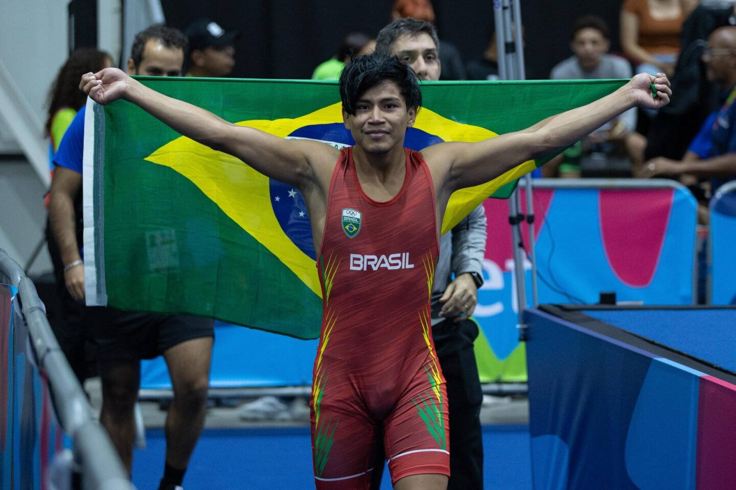 2026.04.15 - JOGOS SUL-AMERICANOS DA JUVENTUDE PANAMÁ 2026 - LAVOZIER WADICK, até 65KG, atleta de wrestling, conquistou a medalha de ouro, no Centro de Alto (CAR), nesta quarta-feira, 15, na Cidade do Panamá. Foto: Leo Barrilari/COB.