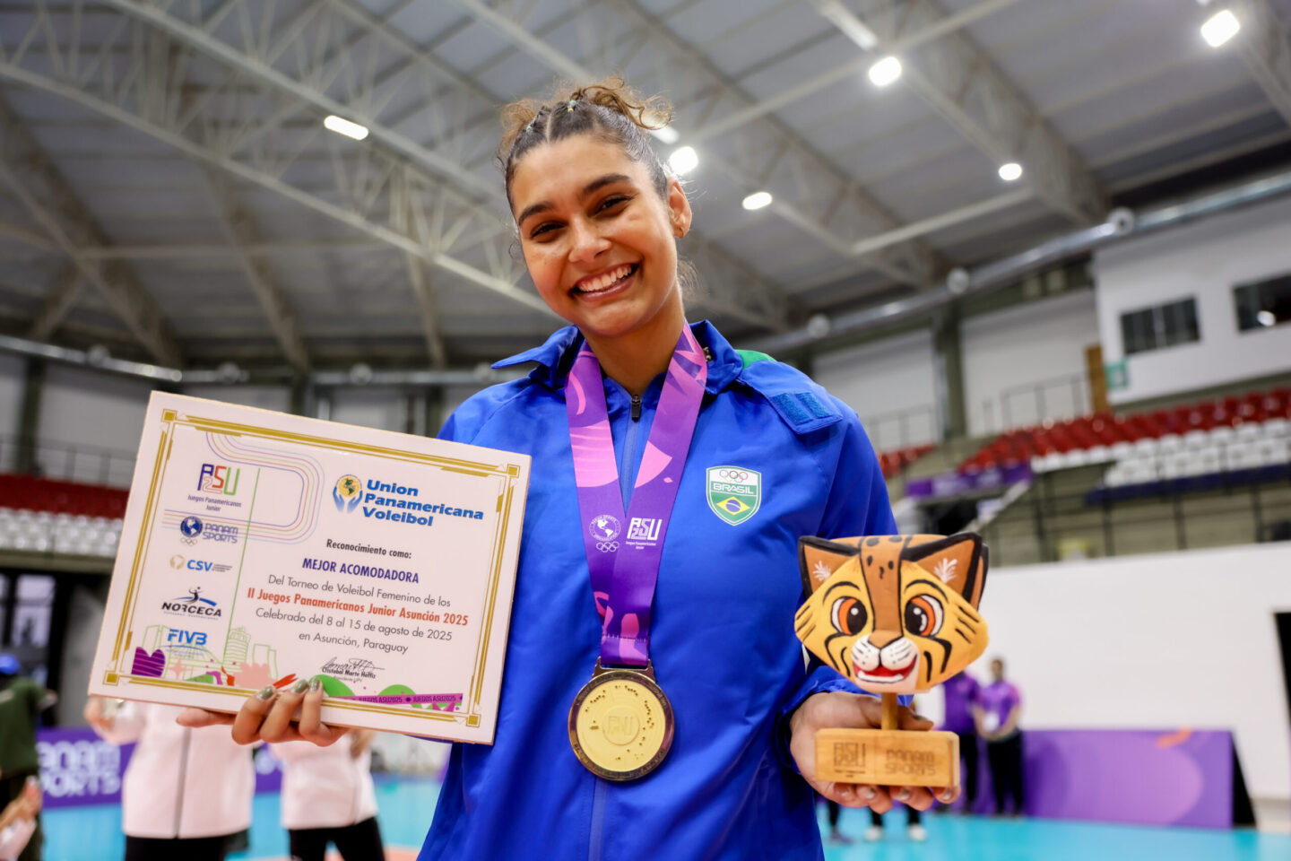 Brasil é ouro no vôlei feminino 2025.08.15 - Jogos Pan-Americanos Júnior Assunção 2025 - Voleibol feminino - O Time Brasil vence a final contra o México e conquista a medalha de ouro. Foto: Miriam Jeske/COB