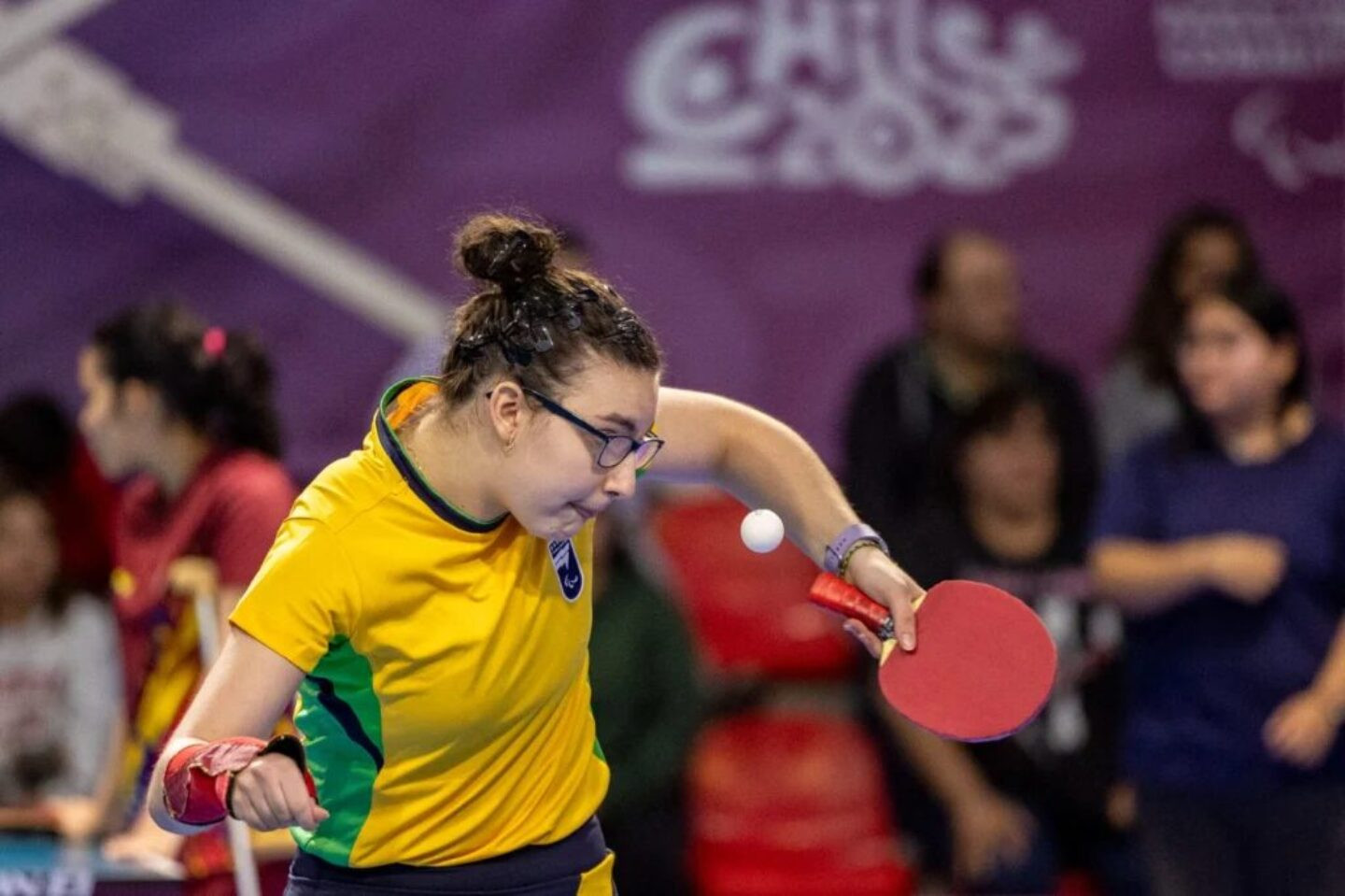 A carioca Sophia Kelmer em quadra pelo Parapan de Jovens em Santiago 2025 | Foto: Alessandra Cabral/CPB