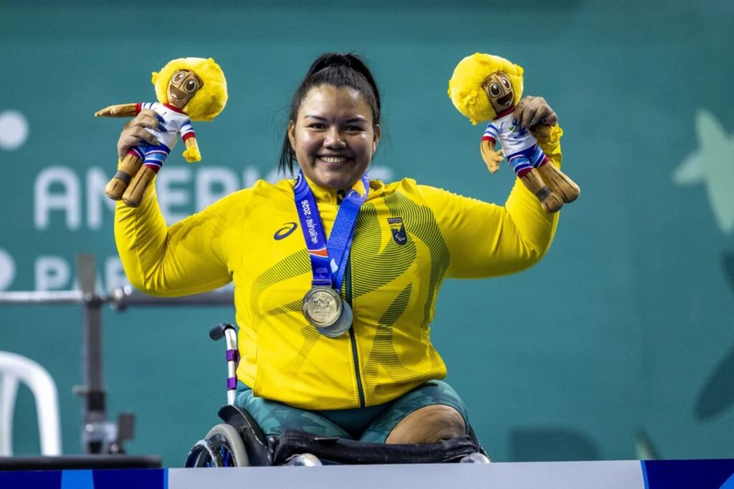 Maria de Fátima Castro Maria de Fátima Castro exibe sua medalha de ouro na Colômbia | Foto: Alessandra Cabral/CPB